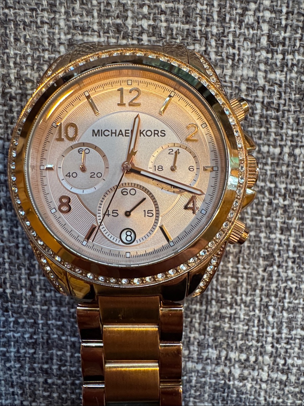 Michael Kors Rose Gold Crystal-Accented Chronograph Watch - Picture 3 of 5